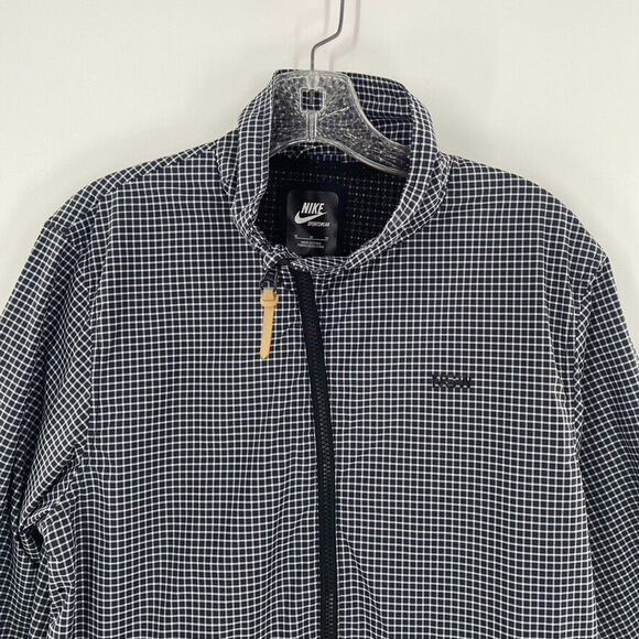 Nike AS Slant FZ Windbreaker Jacket Mens Lightweight Black White Check Sz M - Picture 7 of 12